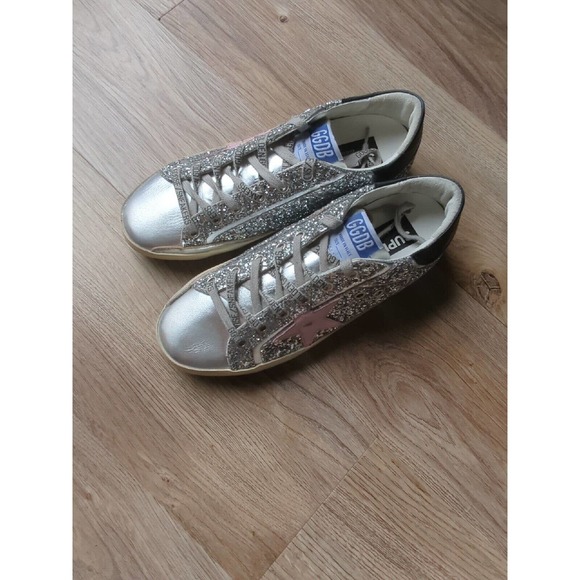 Golden Goose Super Star Silver Glitter Sneakers Womens EU 38 - Picture 7 of 16
